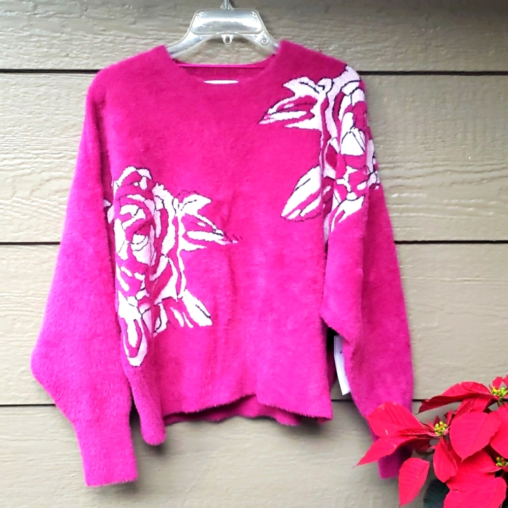 Calligraphie dark pink sweater